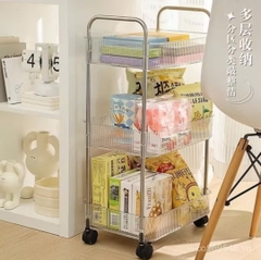 KỆ NHỰA 3 TẦNG TRONG SUỐT CÓ BÁNH XE