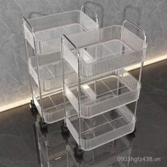 KỆ NHỰA 3 TẦNG TRONG SUỐT CÓ BÁNH XE