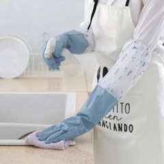 Găng Tay Rửa Bát Chén Silicon Lót Nỉ Có Gân Chống Trượt Hàng Cao Cấp