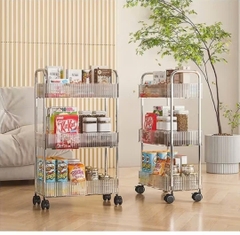KỆ NHỰA 3 TẦNG TRONG SUỐT CÓ BÁNH XE