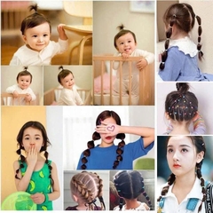 Set 1000 thun cột tóc co giãn nhiều màu kèm bình đựng