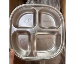 KHAY ĂN DẶM INOX 4 NGĂN – TẶNG KÈM THÌA CHO BÉ YÊU 😻
