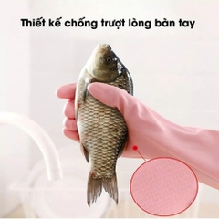 Găng Tay Rửa Bát Chén Silicon Lót Nỉ Có Gân Chống Trượt Hàng Cao Cấp