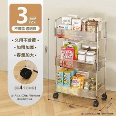 KỆ NHỰA 3 TẦNG TRONG SUỐT CÓ BÁNH XE