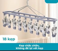 Bộ Móc Phơi Đồ 18 Kẹp Inox dài Cao Cấp