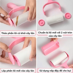 Cây lăn bụi quần áo keo dính siêu sạch, không dính lại