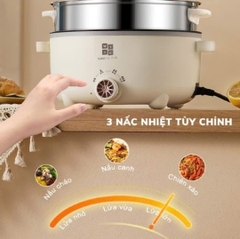 NỒI LẨU ĐIỆN MITSU 28CM KÈM XỬNG HẤP INOX