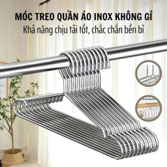 SET 10 MÓC TREO QUẦN ÁO INOX 304 – BỀN BỈ, SÁNG BÓNG, KHÔNG GỈ SÉT