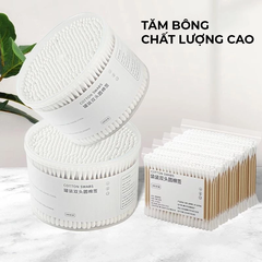 Hộp 500 tăm bông ngoáy tai thân gỗ tre mềm mại
