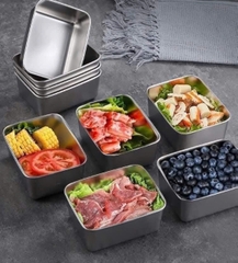 SET 5 Hộp Inox Vuông Size Nhỏ Đựng Thực Phẩm Có Nắp Đậy