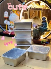 SET 5 Hộp Inox Vuông Size Nhỏ Đựng Thực Phẩm Có Nắp Đậy