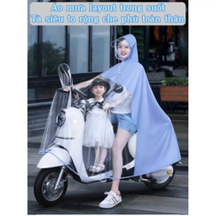 Áo Mưa Đi Xe Máy Trong Suốt Cao Cấp Cho Mẹ Và Bé