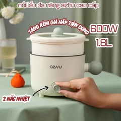 NỒI LẨU ĐIỆN MINI OZHU CÓ LỒNG HẤP CAO CẤP