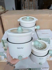 NỒI LẨU ĐIỆN MINI OZHU CÓ LỒNG HẤP CAO CẤP