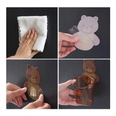 SET 5 CỐC GẤU DÁN TƯỜNG ĐỰNG BÀN CHẢI