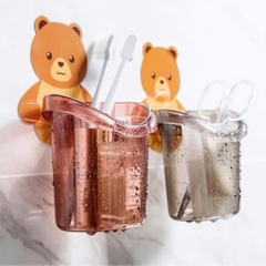 SET 5 CỐC GẤU DÁN TƯỜNG ĐỰNG BÀN CHẢI