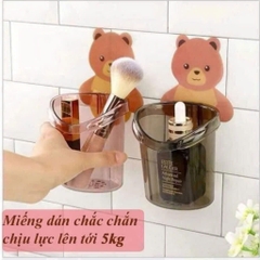 SET 5 CỐC GẤU DÁN TƯỜNG ĐỰNG BÀN CHẢI