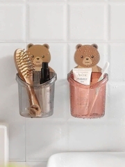 SET 5 CỐC GẤU DÁN TƯỜNG ĐỰNG BÀN CHẢI