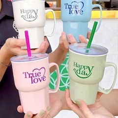 Ly Quai Ống Hút 550ml TLT True Love, Happy day..
