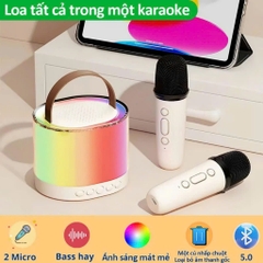 BỘ LOA BLUETOOTH KÈM 2 MIC K52 CÓ ĐÈN LED