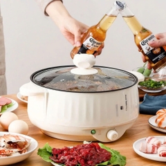 NỒI LẨU ĐIỆN KÈM HẤP 2 TẦNG INOX 28cm