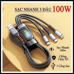 Cáp sạc nhanh 3 đầu 100w