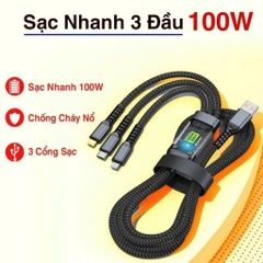 Cáp sạc nhanh 3 đầu 100w
