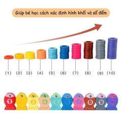 BẢNG GỖ LOGIC HỌC SỐ ĐẾM, CHỮ CÁI, CÂU CÁ 7in1 ... CHO BÉ