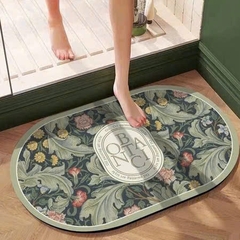 Thảm chùi chân hình OVAL chống trượt hoa văn Thổ Cẩm