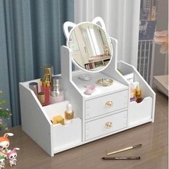 KỆ ĐỰNG MỸ PHẨM GỖ GƯƠNG TAI MÈO 6 NGĂN