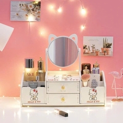 KỆ ĐỰNG MỸ PHẨM GỖ GƯƠNG TAI MÈO 6 NGĂN