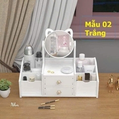 KỆ ĐỰNG MỸ PHẨM GỖ GƯƠNG TAI MÈO 6 NGĂN