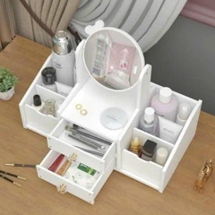 KỆ ĐỰNG MỸ PHẨM GỖ GƯƠNG TAI MÈO 6 NGĂN