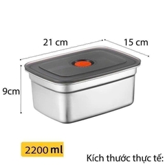 Hộp Lạnh Inox Nắp Cam 2200ml