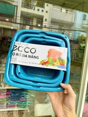 Sét 3 bộ rổ chậu nhựa to nhỏ nhà bếp, bộ rổ 6 món cao cấp đựng đồ ECCO