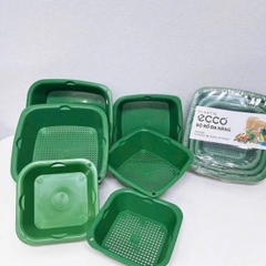 Sét 3 bộ rổ chậu nhựa to nhỏ nhà bếp, bộ rổ 6 món cao cấp đựng đồ ECCO