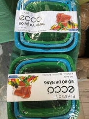 Sét 3 bộ rổ chậu nhựa to nhỏ nhà bếp, bộ rổ 6 món cao cấp đựng đồ ECCO