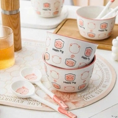 SET 2 BÁT HỌA TIẾT GẤU KÈM THÌA