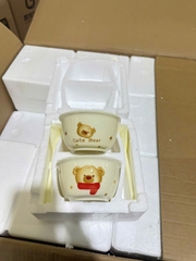 SET 2 BÁT HỌA TIẾT GẤU KÈM THÌA