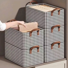 Hộp vải đựng quần áo caro size trung