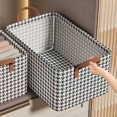 Hộp vải đựng quần áo caro size trung