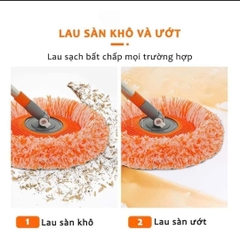 CHỔI QUÉT BỤI TRẦN NHÀ MÀU CAM, LOẠI DÀI 1m9 GẤP GỌN