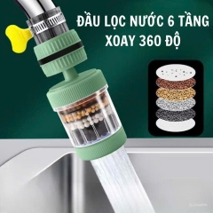 Đầu Vòi Lọc Nước Trực Tiếp 6 Lớp Carbon Xoay 360° MẪU MỚI