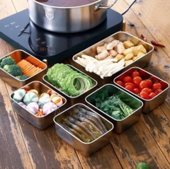 SET 5 Hộp Inox Vuông Size Nhỏ Đựng Thực Phẩm Có Nắp Đậy