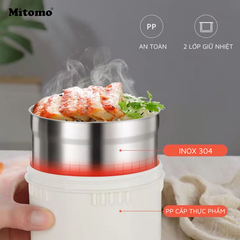 Hộp cơm văn phòng giữ nhiệt 4 ngăn Mitomo LCH-7086 Màu Đen