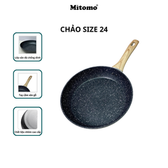 Bộ nồi chảo vân đá 6 món chống dính cao cấp Mitomo Queen Time Màu Đen