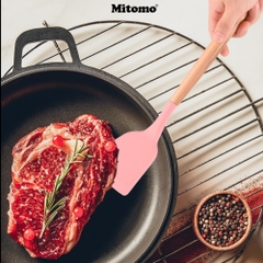 Bộ Dụng Cụ Nấu Ăn Silicone Cán Gỗ Tự Nhiên 12 Món Mitomo - An Toàn, Chịu Nhiệt Cao