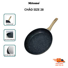 Bộ nồi chảo vân đá 6 món chống dính cao cấp Mitomo Queen Time Màu Đen