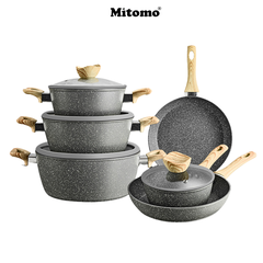 Bộ nồi chảo chống dính vân đá 6 món cao cấp Mitomo Queen Time