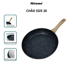 Bộ nồi chảo vân đá 6 món chống dính cao cấp Mitomo Queen Time Màu Đen